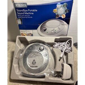 Homedics SoundSpa Portable Sound Machine With 6 Nature Sounds & Adapter SS2000